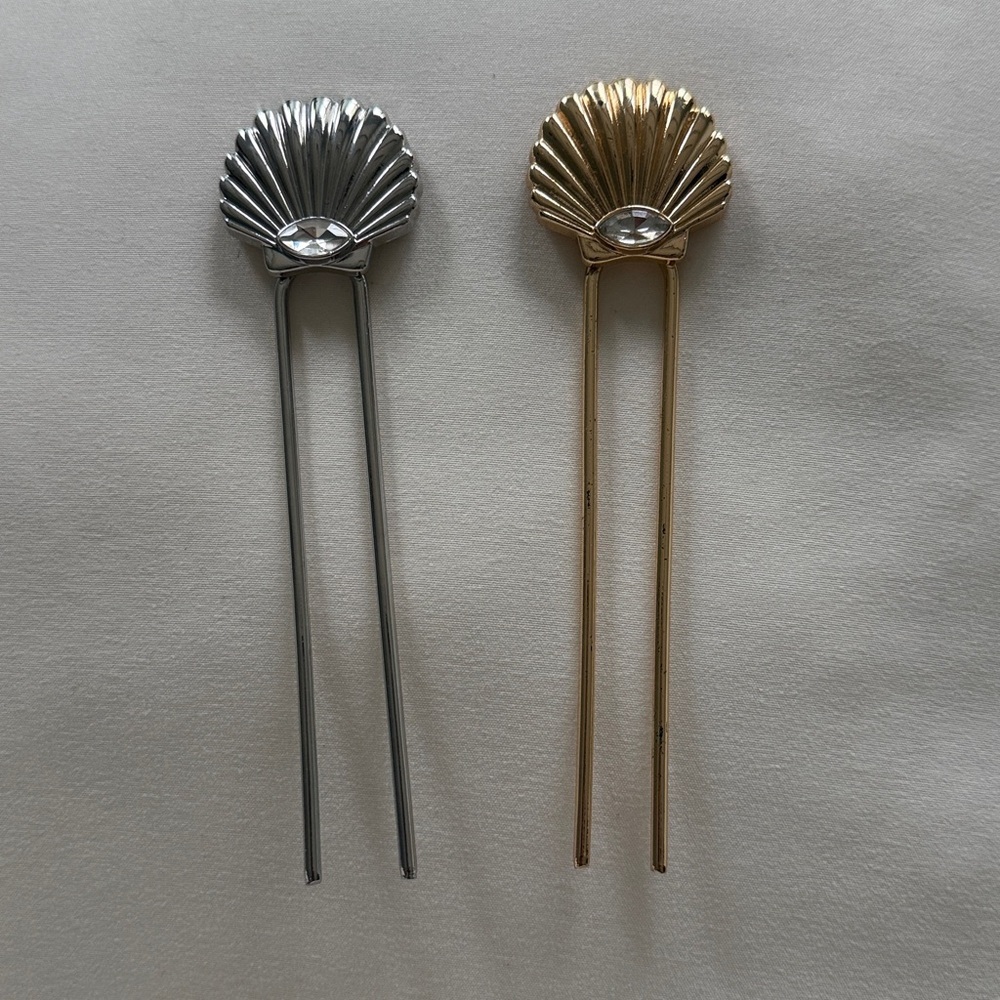 Anthropologie Ettika Scalloped Shell Hair Pin Pearl Jewel Claw Hair Bundle 4 - Picture 3 of 16